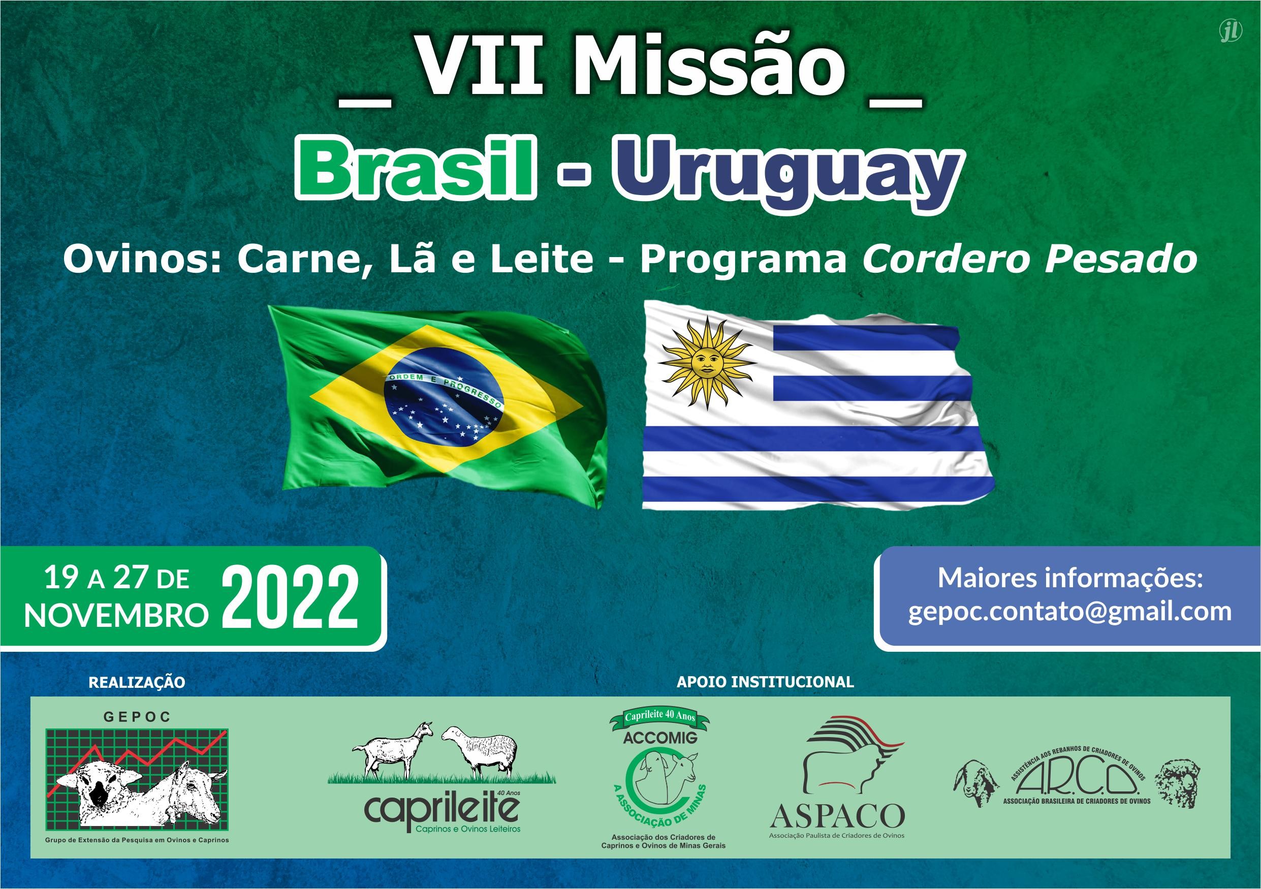 VII MISSÃO BRASIL &ndashURUGUAY19 a 27/11/2022
